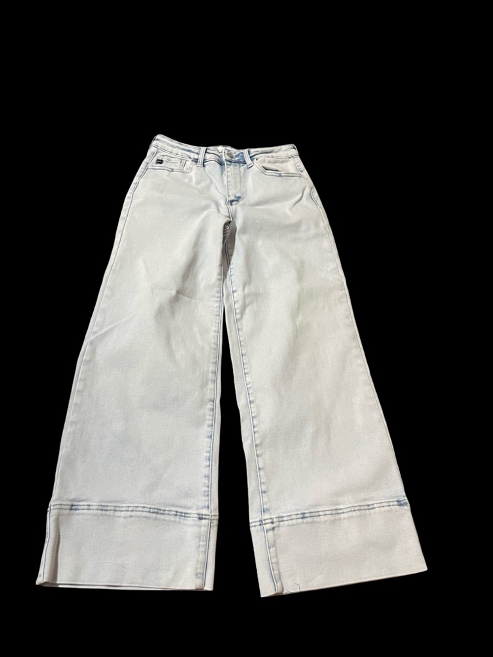 KANCAN Kassie High Rise Cropped Wide Leg blue Jeans 3 light wash cotton spandex - Picture 6 of 14